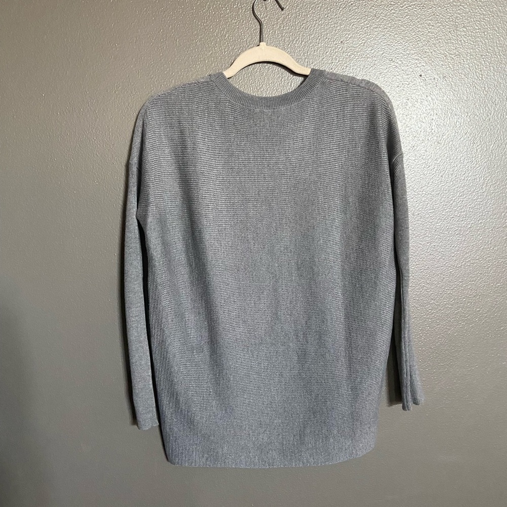Gray Ribbed Crewneck Sweater - Picture 3 of 5